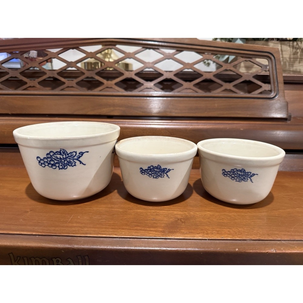 Vintage Oxford Ware USA Stoneware crock bowls Blue & White No Lids Cottage Core